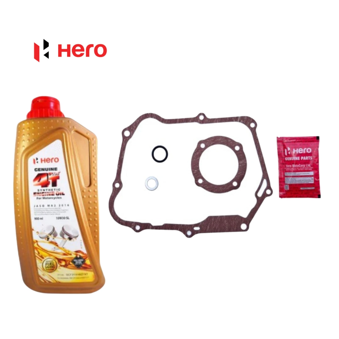 HERO GENUINE 4T PLUS SYNTHETIC ENGINE OIL 10W30 SL 900ML WITH HERO FSC KIT COMBO