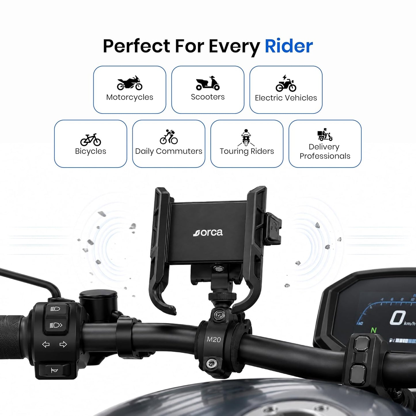 FLEETTRACK Orca M20 Quick-Lock Bike Mobile Holder for Motorcycle, Bike & Scooter