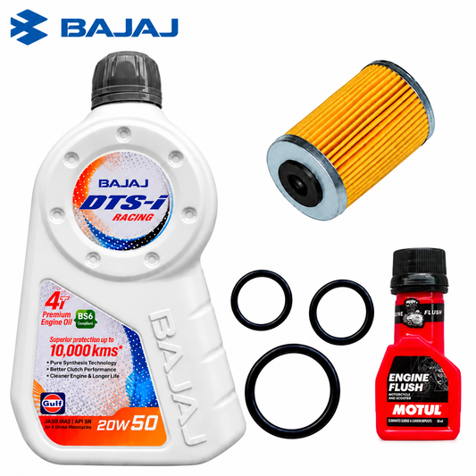 BAJAJ DTS-i JASO MA2 API SN 20W50 1.15L +ENGINE FLUSH 50ML-COMBO(FILTER,ORING)