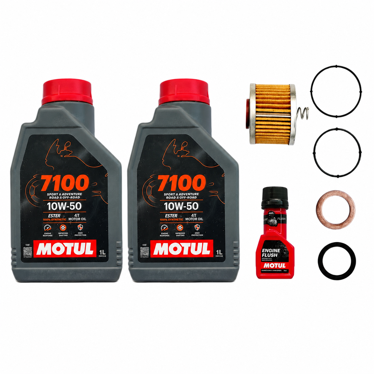 MOTUL 7100 (10W50)1L+ENGINE FLUSH 50ML-COMBO (FILTER,ORING,WASHER)