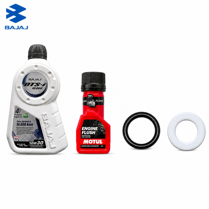 BAJAJ DTS-i JASO MA2 API SN 10W30 1L +ENGINE FLUSH 50ML-COMBO(ORING,WASHER)