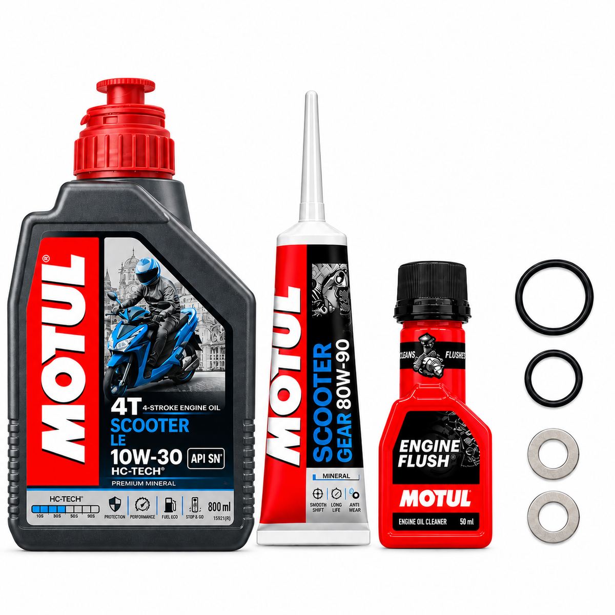 MOTUL SCOOTER LE API SN10W30 800ML+MOTUL GEAR OIL WITH MOTUL ENGINE FLUSH COMBO
