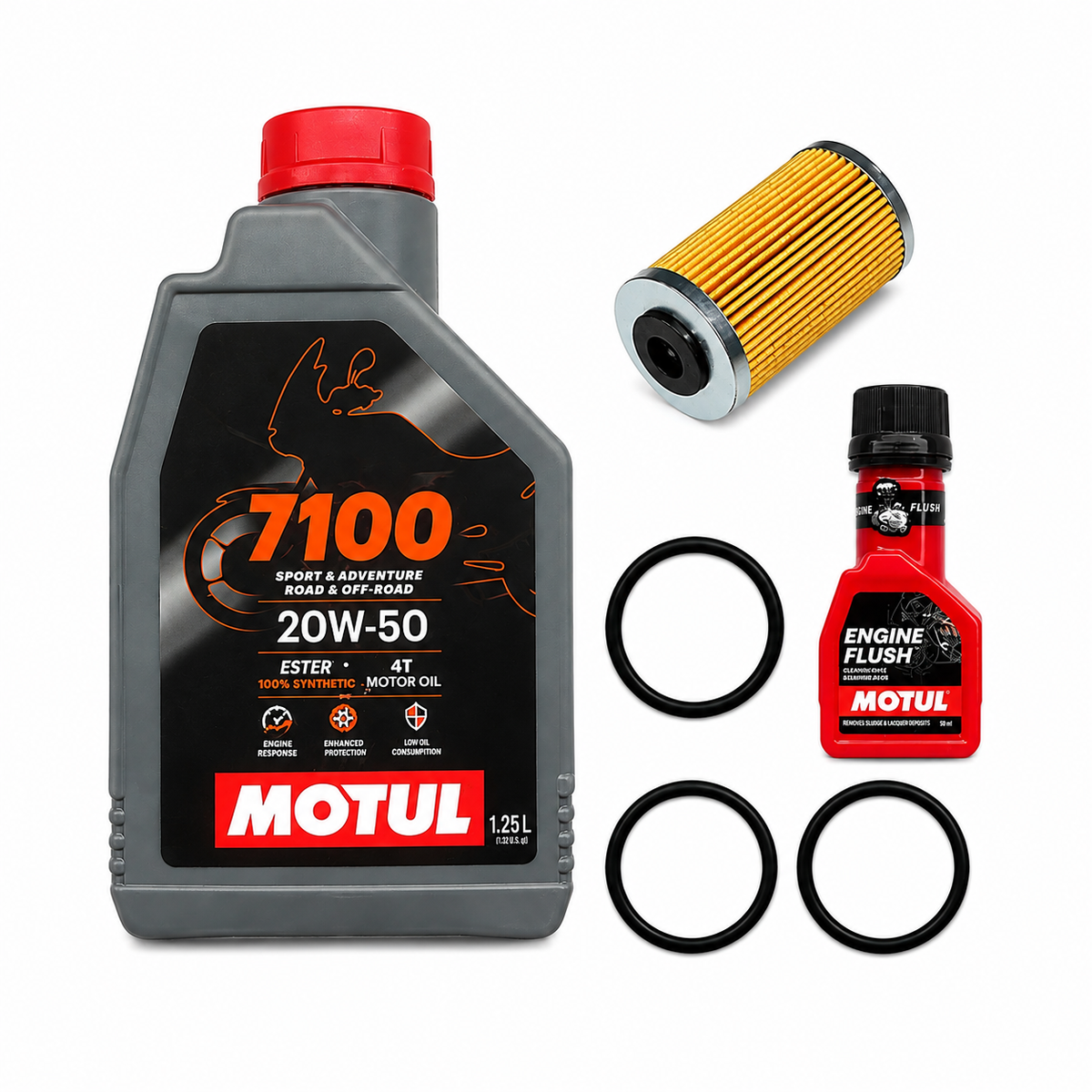 MOTUL 7100 (20W50)1.25L+ENGINE FLUSH 50ML-COMBO(FILTER,ORING)