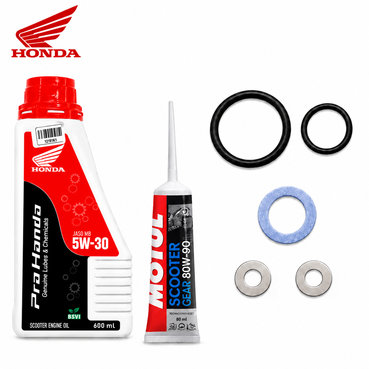HONDA GENUINE LUBES[5W-30]BS6-600ml WITH MOTUL GEAR OIL COMBO(ORING WASHER)