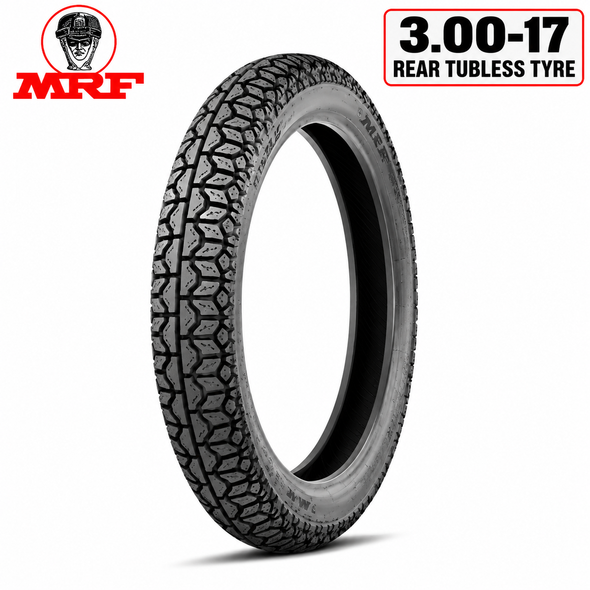 MRF 3.00-17 M/C 6PR 50P REAR TYRE(TUBELESS)(NYLOGRIP PLUS)