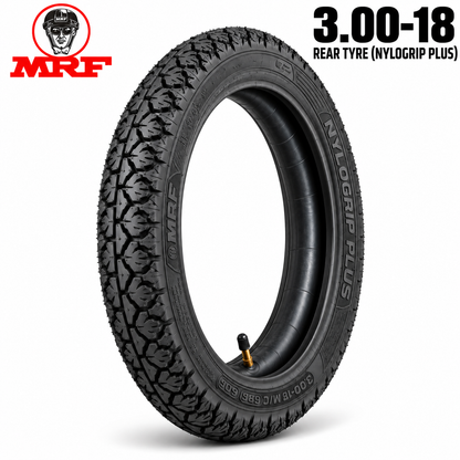 MRF 3.00-18 M/C 6PR 52P REAR TYRE(TUBE)(NYLOGRIP PLUS)
