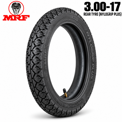 MRF 3.00-17 M/C 6PR 50P REAR TYRE(TUBE)(NYLOGRIP PLUS)