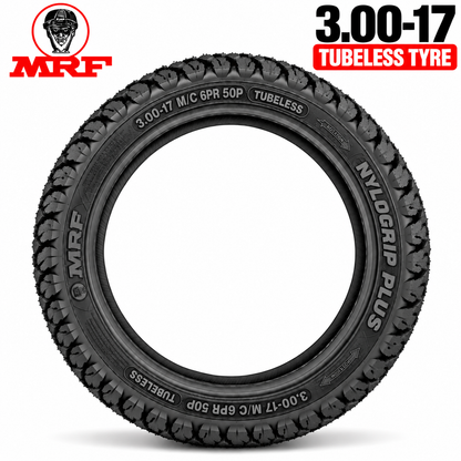 MRF 3.00-17 M/C 6PR 50P REAR TYRE(TUBELESS)(NYLOGRIP PLUS)