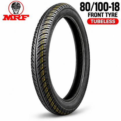 MRF 80/100-18 M/C 47P FRONT TYRE(TUBELESS)(NYLOGRIP ZAPPER)
