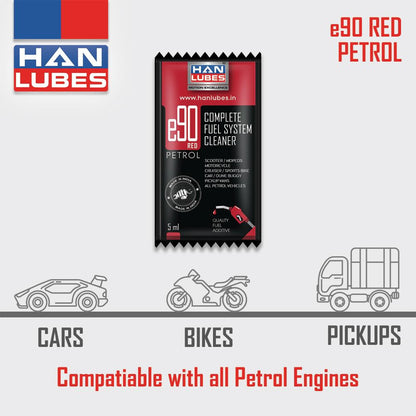 HAN LUBES[10Pack×5ml] e90 PETROL FUEL ADDITIVE COMPLETE CLEAN AND MILEAGE BOOST