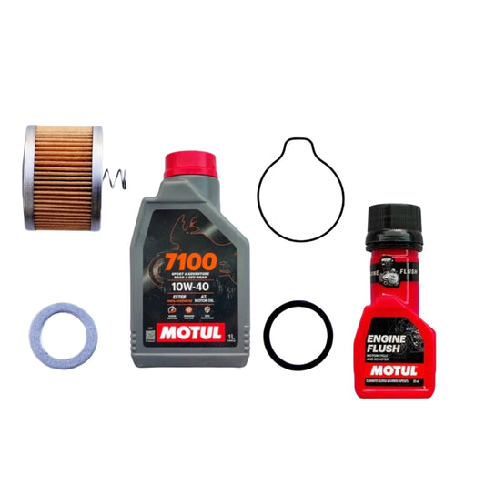 MOTUL 7100 (10W40)1L+(OIL FILTER)+(OIL DOOR ORING)+GASKET OIL D+ORING OIL G+MOTUL ENGINE FLUSH 50ML-COMBO