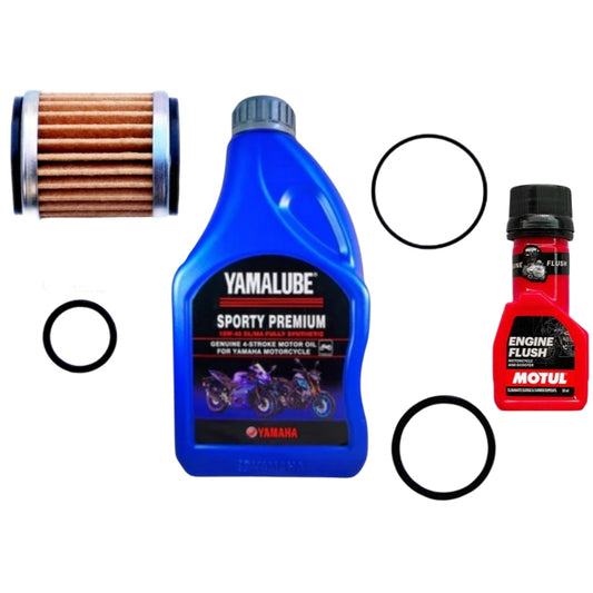 Yamaha Yamalube Sporty Premium Synthetic 10W-40 SL/MA 1L+(OIL FILTER)+ORING OIL G+ORING +MOTUL ENGINE FLUSH 50ML-COMBO
