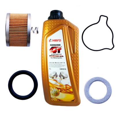 Hero Genuine 4T Plus Synthetic Engine Oil 10W30 SL 1L-COMBO(FILTER,ORING,WASHER)