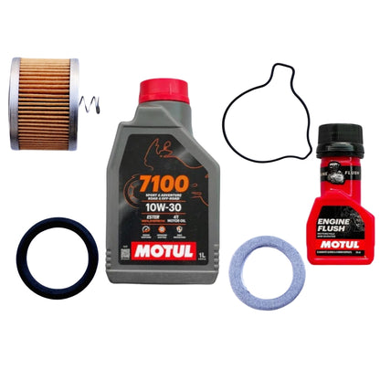 MOTUL 7100 (10W30)1L+HERO ELEMENT OIL FILTER+HERO SEAL COVER OIL FILTER+HERO O -RING 18X3+HERO WASHER PLUG DRAIN+MOTUL ENGINE FLUSH 50ML-COMBO