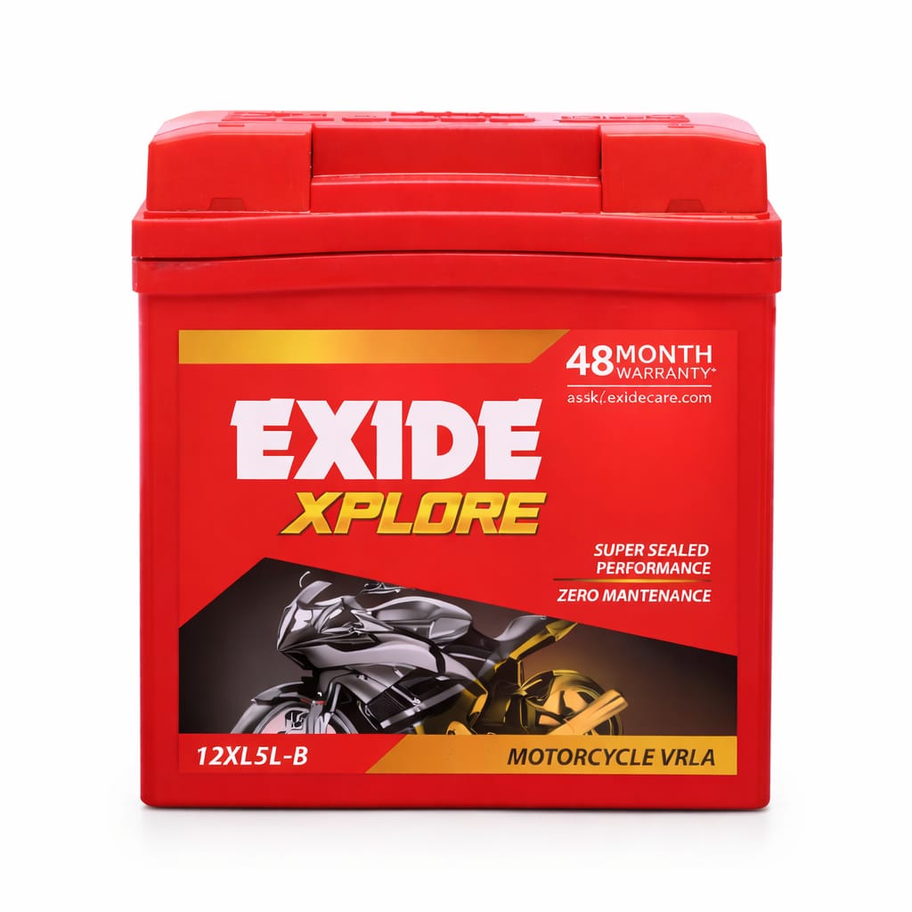 Exide Xplore 12XL5L-B Motorcycle Battery (VRLA, Maintenance-Free)