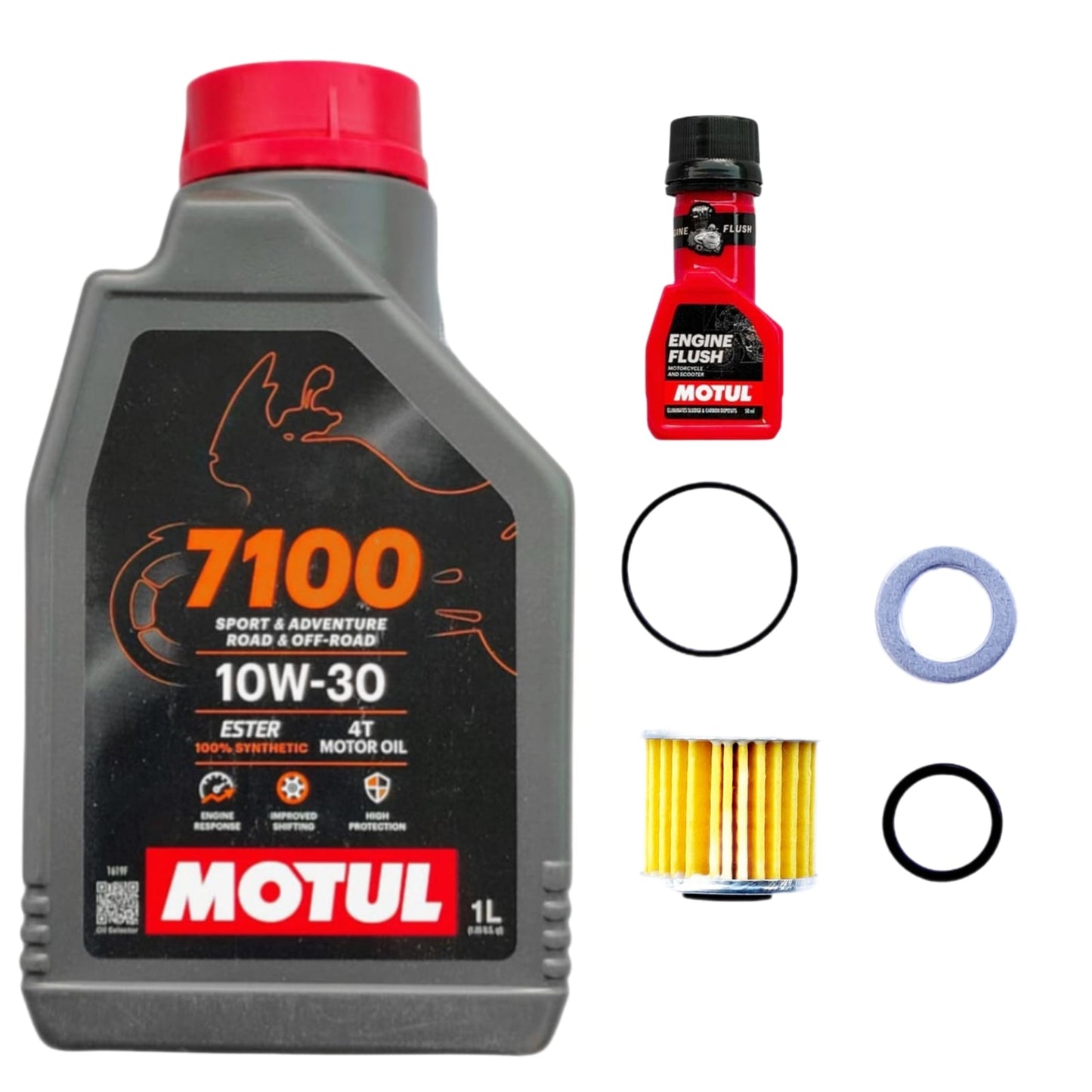 MOTUL 7100(10W30)1L WITH ENGINE FLUSH 50ML-COMBO (FILTER,ORING,WASHER