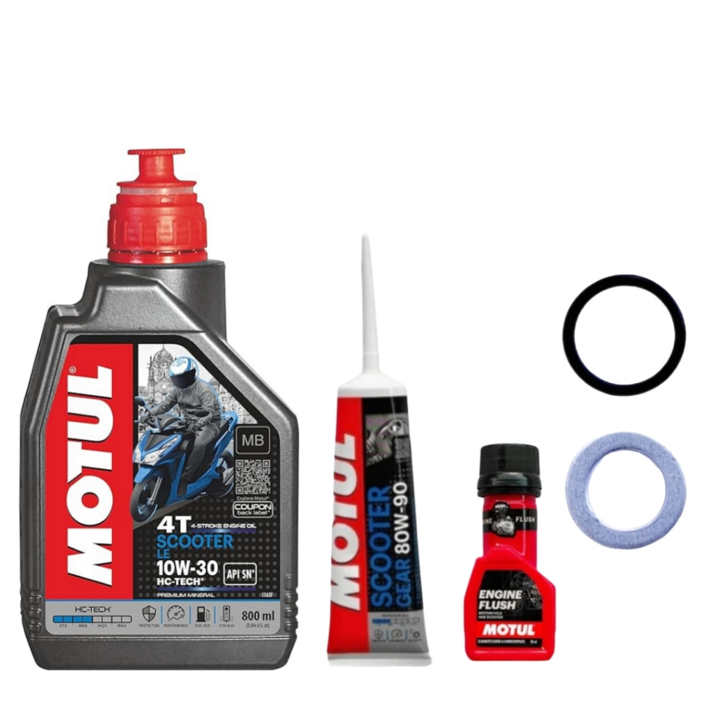 MOTUL SCOOTER LE API SN10W30 800ML MOTUL GEAR OIL WITH MOTUL ENGINE FLUSH COMBO(O-RING,WASHER)