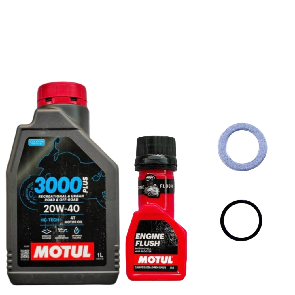 MOTUL 3000 (20W40)1L OIL+ENGINE FLUSH 50ML-COMBO(ORING,WASHER)