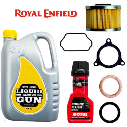 ROYAL ENFIELD LIQUID GUN(10W40) 2.1L+ENGINE FLUSH 50ML-COMBO (FILTER,ORING,WASHER)