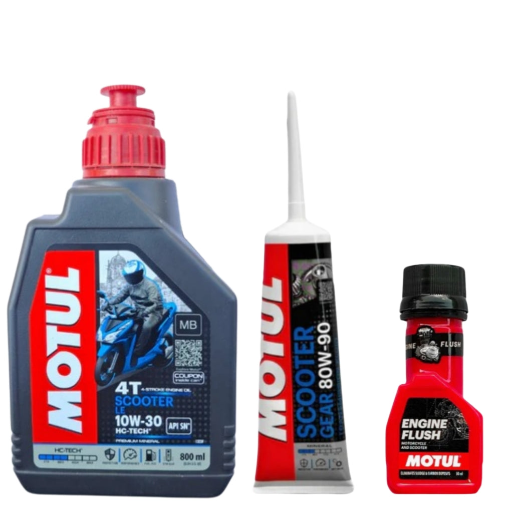MOTUL SCOOTER LE API SN10W30 800ML+MOTUL GEAR OIL WITH MOTUL ENGINE FLUSH COMBO