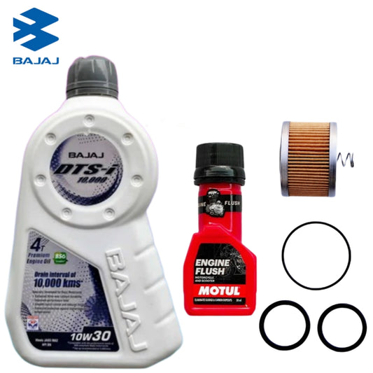 BAJAJ DTS-i JASO MA2 API SN 10W30 1L +ENGINE FLUSH 50ML-COMBO(FILTER,ORING)