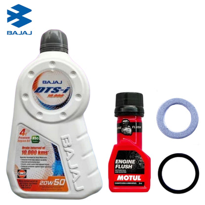 BAJAJ DTS-i JASO MA2 API SN 20W50 1L+ENGINE FLUSH 50ML-COMBO(ORING,WASHER)