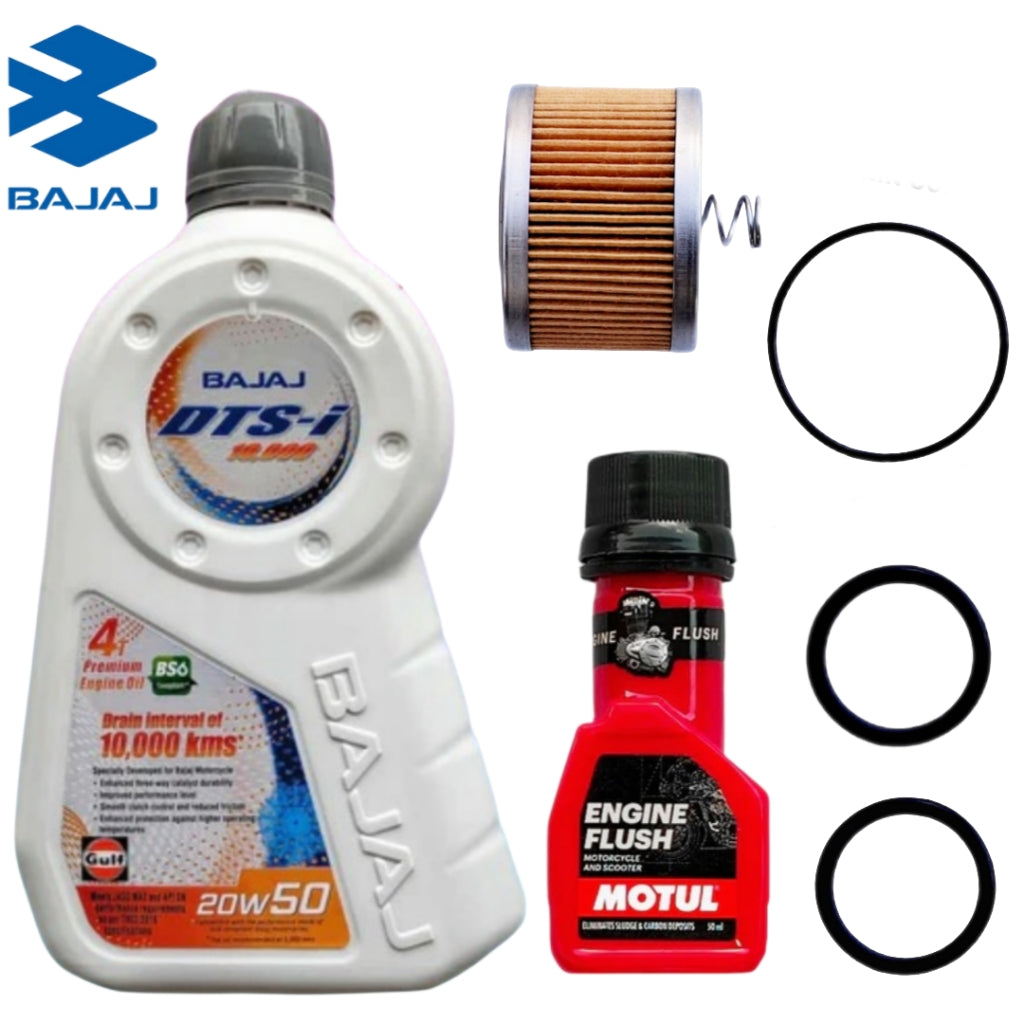 BAJAJ DTS-i JASO MA2 API SN 20W50 1L+ENGINE FLUSH 50ML-COMBO(FILTER,ORING)