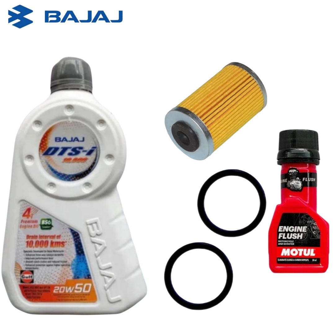 BAJAJ DTS-i JASO MA2 API SN 20W50 1.15L +ENGINE FLUSH 50ML-COMBO(FILTER,ORING)
