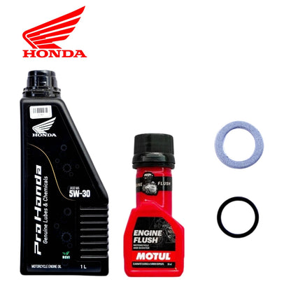 HONDA GENUINE LUBES[5W-30]BS6-1L WITH ENGINE FLUSH 50MLCOMBO(ORING,WASHER)
