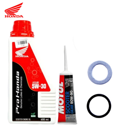 HONDA GENUINE LUBES[5W-30]BS6-600ml WITH MOTUL GEAR OIL COMBO(ORING WASHER)