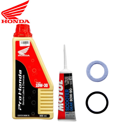 Honda Genuine Lubes SCOOTER OIL[10W-30]800ml WITH GEAR OIL COMBO(ORING,WASHER)