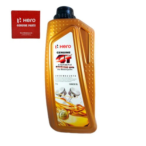 Hero Genuine 4T Plus Synthetic Engine Oil 10W30 SL 1L+ENGINE FLUSH 50ML-COMBO(ORING,WASHER)