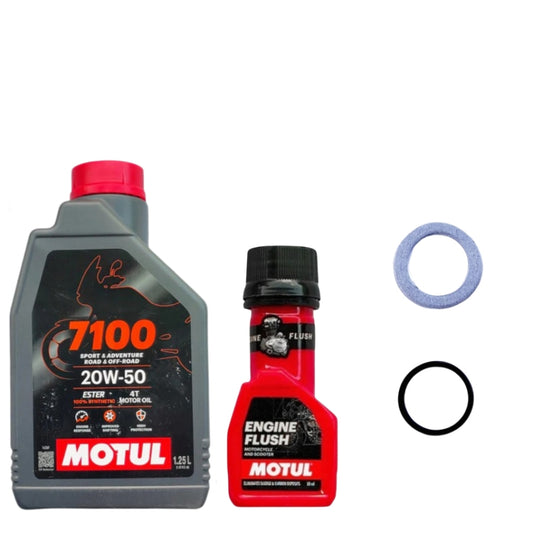 MOTUL 7100 (20W50)1.25L+ENGINE FLUSH 50ML-COMBO(ORING,WASHER)