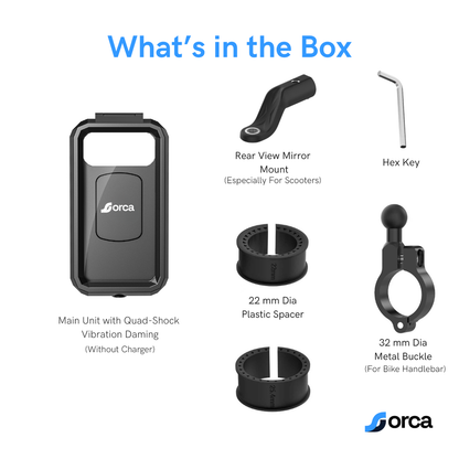 ORCA FC3 PRO Vibration-Dampening Waterproof Handlebar Phone Mount for Bike, Motorcycle & Scooter – Secure Mobile Holder for GPS & Maps Navigation