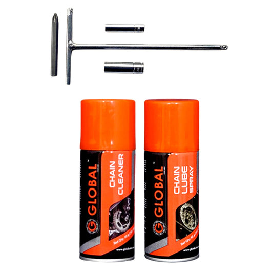 GLOBAL CHAIN CLEANER AND LUBE 300ML+4 in 1 CHAIN COVER REMOVING TOOL[COMBO KIT]