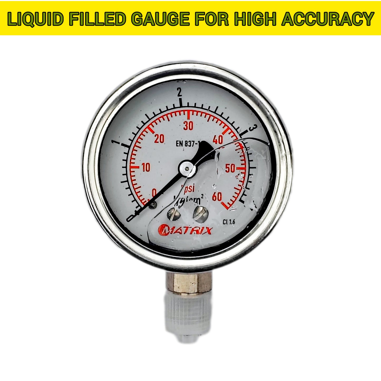 Motorcycle Fuel Pump Pressure Test Kit – Liquid Filled Gauge with Brass T-Connector & Quick-Connect Hose